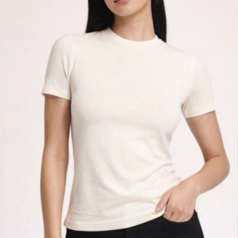 Skims Cotton Jersey Shirt Top Bone Medium NWT
